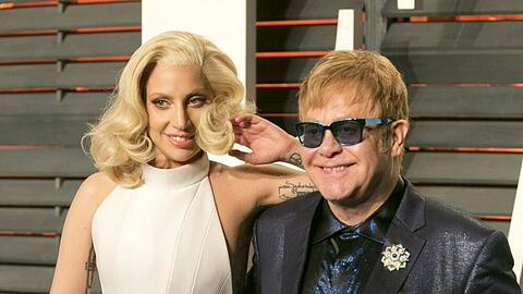 Elton John und Lady Gaga 2016 auf der "Vanity Fair"-Oscar-Party.