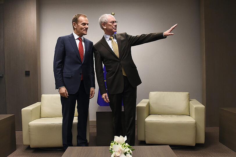 Der alte und der neue Ratsvorsitzende: In Brüssel traf Donald Tusk (l) auf seinen Vorgänger Herman Van Rompuy.