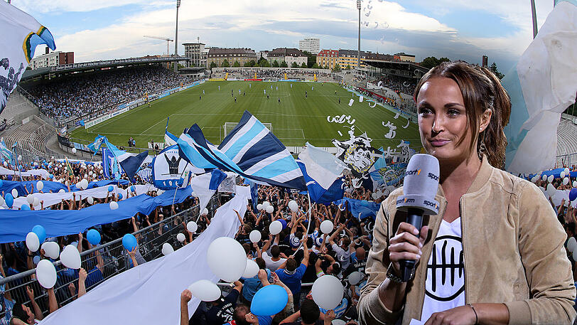 Im Grünwalder Stadion im Einsatz: TV-Moderatorin Nele Schenker.