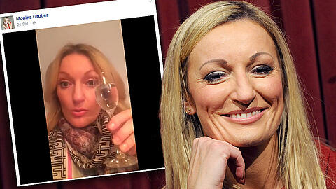 Links: "Schwoamas owe!" Das Schlussbild aus Monika Grubers selbstgedrehtem Facebook-Video.