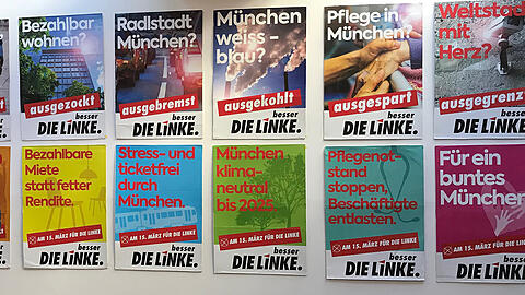&bdquo;ausge...&ldquo;: Mit diesen Plakaten will die Linke punkten.