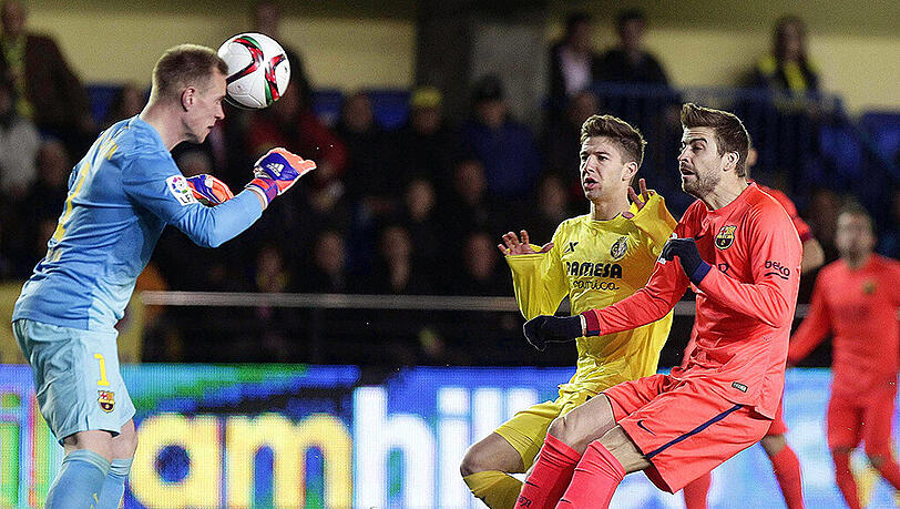 Gekonnte Kopfabwehr. Gegen Villareal musste Marc-André ter Stegen nur ein mal hinter sich greifen. Gekonnte Kopfabwehr. Gegen Villareal musste Marc-André ter Stegen nur ein mal hinter sich greifen.