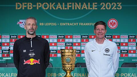 Wer holt den DFB-Pokal? Marco Rose (l) mit seinen Leipzigern oder Oliver Glasner mit der Frankfurter Eintracht?