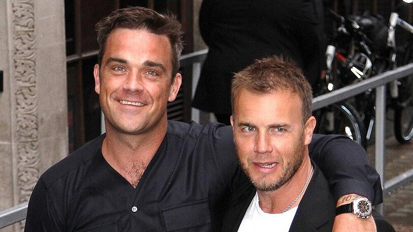 Exakt zehn Jahre ist dieses Bild von Robbie Williams (l.) und Gary Barlow nun schon alt - genau wie ihr gemeinsamer Song "Shame".