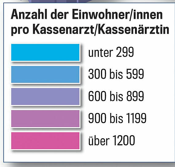 Wo die Mediziner-Dichte in der Stadt besonders hoch, wo sie niedrig ist &ndash; das zeigt ein aktueller Stadtbezirks-Vergleich, je nach Farbe. Wie ist die Lage in Ihrem Viertel? Einfach weiterklicken