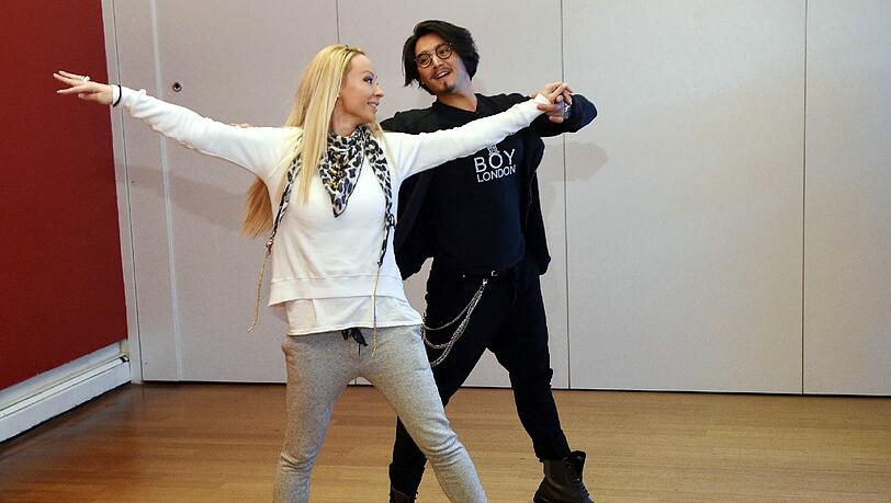 Cora Schumacher mit dem kasachischen Profi-Tänzer Erich Klann beim Training für die RTL-Show "Let's Dance"