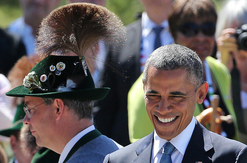 US-Präsident Barack Obama hat sich am 07.06.2015 in Krün mit Kanzlerin Merkel getroffen.