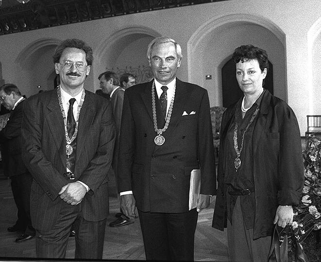 2. Mai 1990: Ude wird Bürgermeister. Georg Kronawitter war OB, und die Grüne Sabine Csampai wurde Münchens erste Bürgermeisterin.