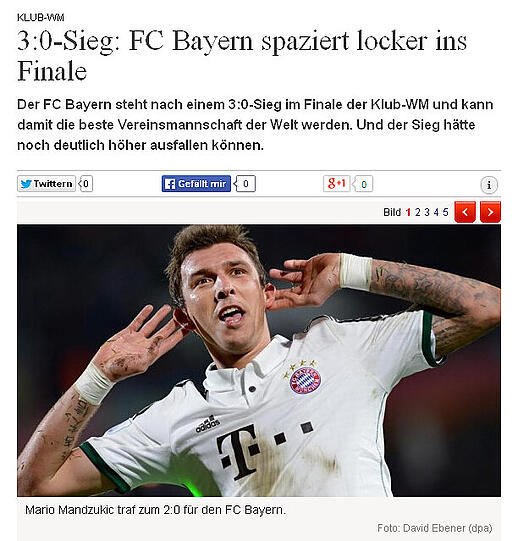 Augsburger Allgemeine findet, dass die Bayern ziemlich locker ins Finale marschiert sind.