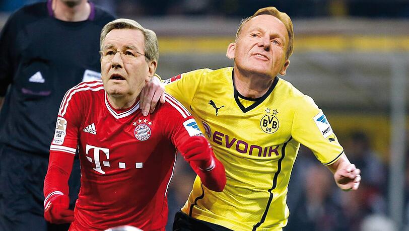Lieferten sich zuletzt Wortgefechte: Bayern-Präsident Hopfner (l.) und Dortmund-Boss Watzke (r.) - so auch in der AZ-Montage. Lieferten sich zuletzt Wortgefechte: Bayern-Präsident Hopfner (l.) und Dortmund-Boss Watzke (r.) - so auch in der AZ-Montage.