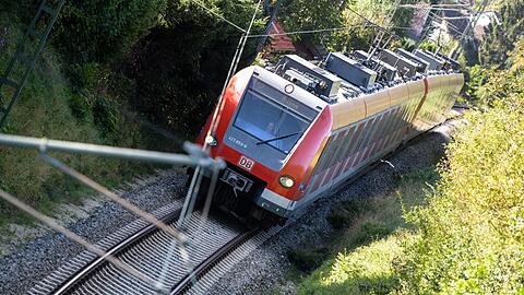 Eine S-Bahn fährt über die Gleise.