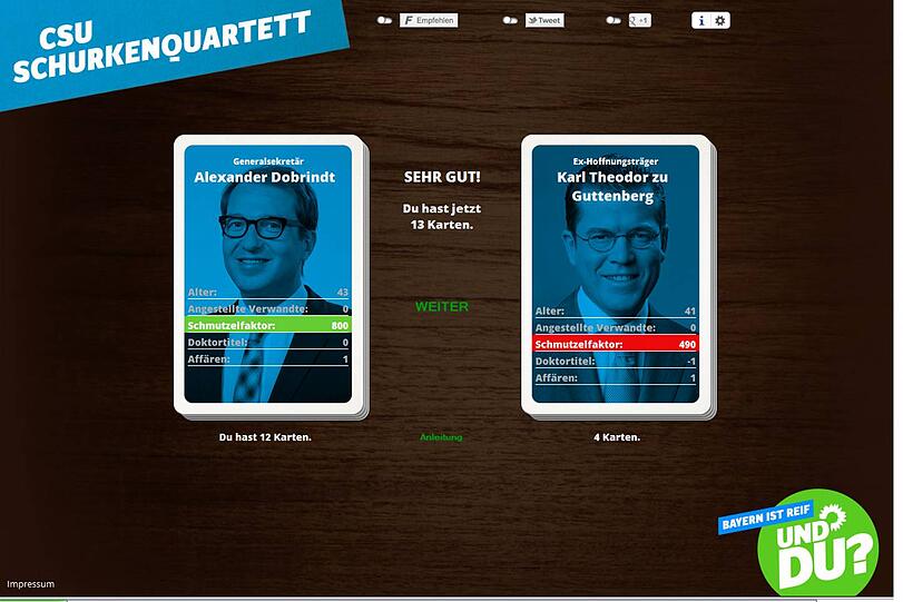Wer hat den höheren Schmutzlfaktor? Das CSU-Schurkenquartett als Online-Spiel.