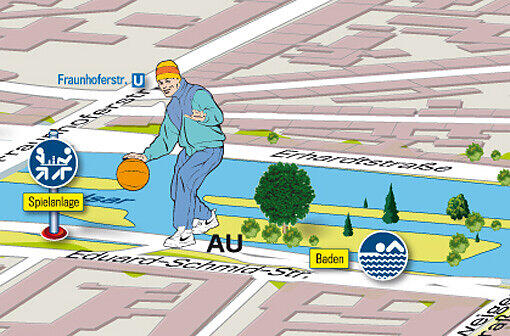 Nach der Reichenbachbrücke: Hier treffen sich die Schach-Freaks. Aber auch zum Baden ist die Stelle ideal. Und mit der U-Bahn leicht zu erreichen. Von der Station Fraunhofer Straße sind es nur fünf Minuten.