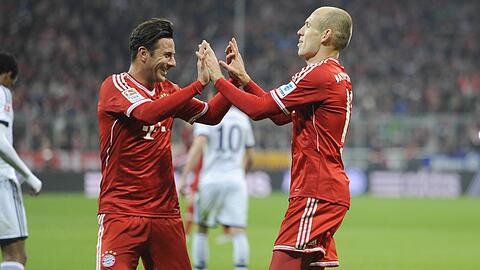 Claudio Pizarro und Arjen Robben werden am Samstag ein letztes Mal gemeinsam auf dem Platz stehen.