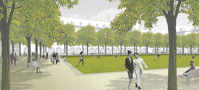 In der Mitte eine gro&szlig;e Wiese: Dieser Entwurf gewann 2006, er soll nach dem Ende der Bauarbeiten f&uuml;r die Zweite Stammstrecke realisiert werden.