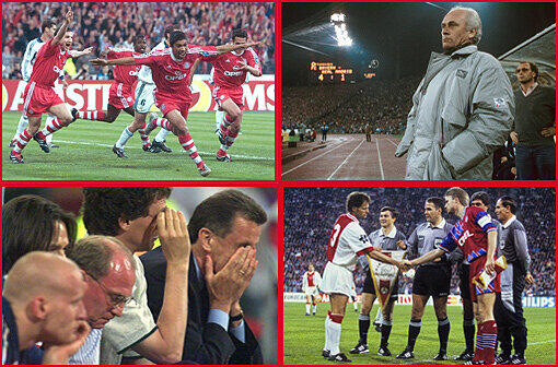 Zum 14. Mal steht der FC Bayern München im Halbfinale der Champions League bzw. des vormaligen Europapokals der Landesmeister. Achtmal glückte dem deutschen Fußball-Rekordmeister der Einzug ins Endspiel, fünfmal scheiterten die Münchner in der Vorschlussrunde. Gegner diesmal wird wie 1976, 1987, 2000 und 2001 wohl das Team von Real Madrid - blicken Sie mit uns in Bildern auf die Halbfinal-Bilanz der Münchner.