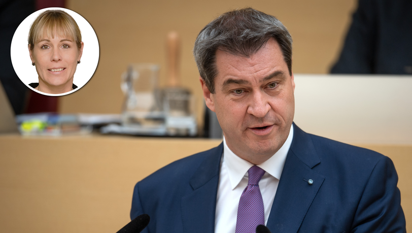 Markus Söder (CSU), Ministerpräsident von Bayern, gibt im Plenarsaal während der Landtagssitzung eine Regierungserklärung ab. Markus Söder (CSU), Ministerpräsident von Bayern, gibt im Plenarsaal während der Landtagssitzung eine Regierungserklärung ab.