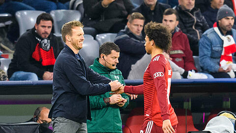 Julian Nagelsmann (li.) ist von Leroy Sané begeistert.