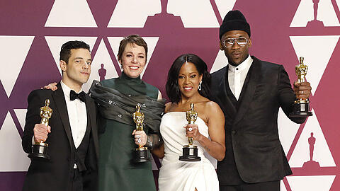 Auch bei den 92. Oscars dabei: Rami Malek (v.l.), Olivia Colman, Regina King und Mahershala Ali