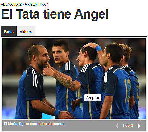 "Der Vater hat einen Engel (Angel Di Maria)", ole.com.ar (Argentinien)