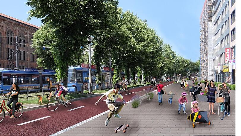 Mehr Platz fürs Rad, mehr Platz für Fußgänger. So könnte die Sonnenstraße einmal aussehen.