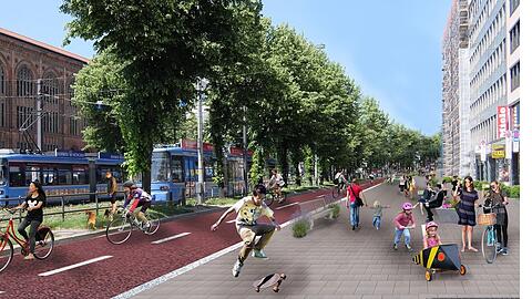 Mehr Platz fürs Rad, mehr Platz für Fußgänger. So könnte die Sonnenstraße einmal aussehen.
