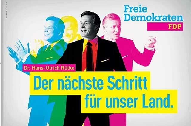 Der FDP-Spitzenkandidat in Baden-Württemberg, Hans-Ulrich Rülke, verwirrt mit einer Farbenvielfalt, die an einen Drogenrausch erinnert. (Landtagswahl Baden-Württemberg 2016)