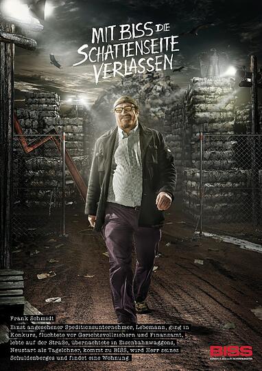 Der Ex-Verkäufer in der &bdquo;Biss&ldquo;-Plakatkampagne 2015.