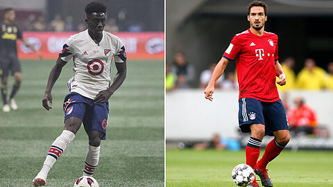 Mats Hummels (rechts) hält große Stücke auf das kanadische Talent Alphonso Davies.