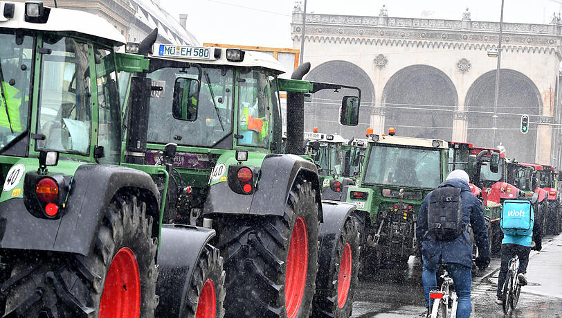 Die Landwirte demonstrieren am Odeonsplatz.