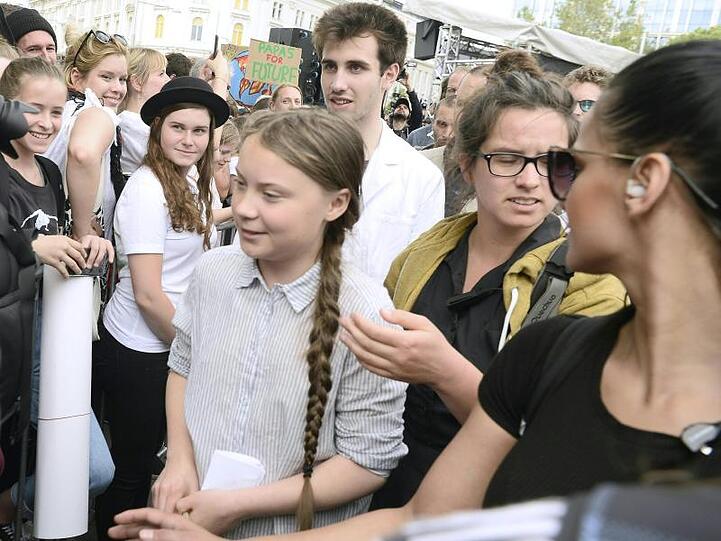 Greta Thunberg bei einer Klimaschutz-Demo in Wien.