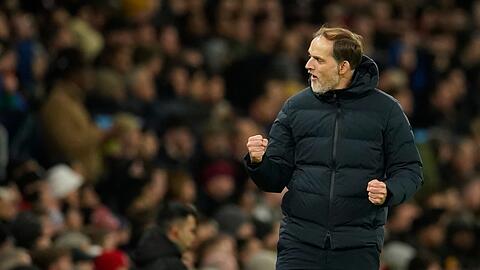 Münchens Trainer Thomas Tuchel jubelt nach dem Tor zum 0:1.
