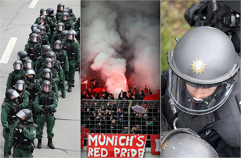 1000 Polizisten waren am Ostermontag beim Amateur-Derby in München im Einsatz. Vor allem der Fan-Einsatz von Pyrotechnik war ein großes Problem.