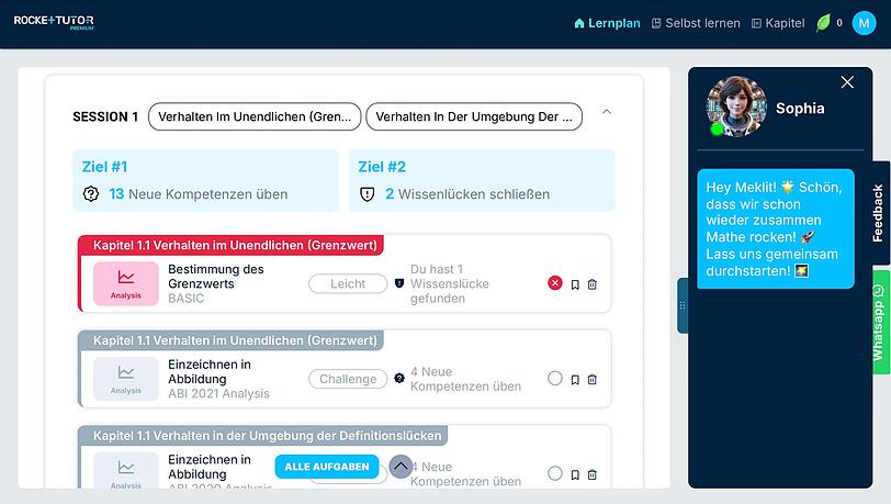 Ein Beispiel für einen RocketTutor-Lernplan für die Oberstufe. Ein Beispiel für einen RocketTutor-Lernplan für die Oberstufe.