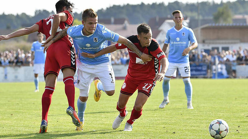 Heftige Gegenwehr: Beim SV Seligenporten spielt der TSV 1860 um Daniel Wein (Mitte) nur remis.