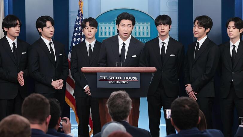 BTS bei ihrer Ansprache im Weißen Haus.