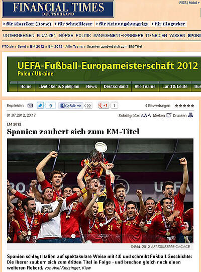 Internationale Stimmen: Die Pressestimmen: Spanien gegen Italien - Bilder - Abendzeitung München