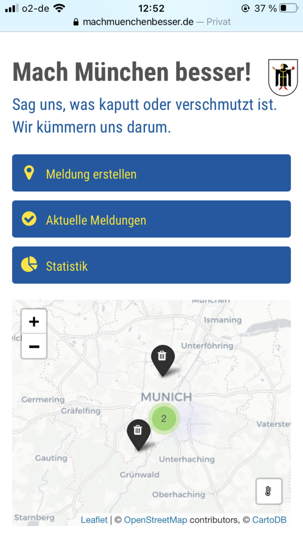 Blick auf die Website auf dem Smartphone.