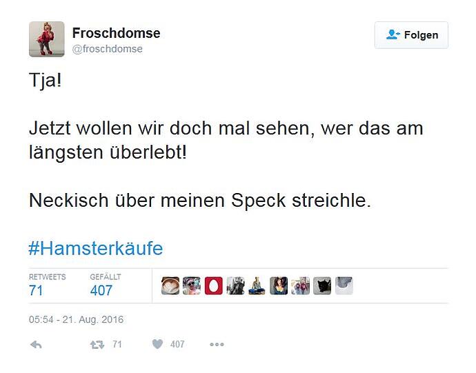 So amüsieren sich Twitter-User über die Hamsterkäufe im Konzept zur Zivilverteidigung.