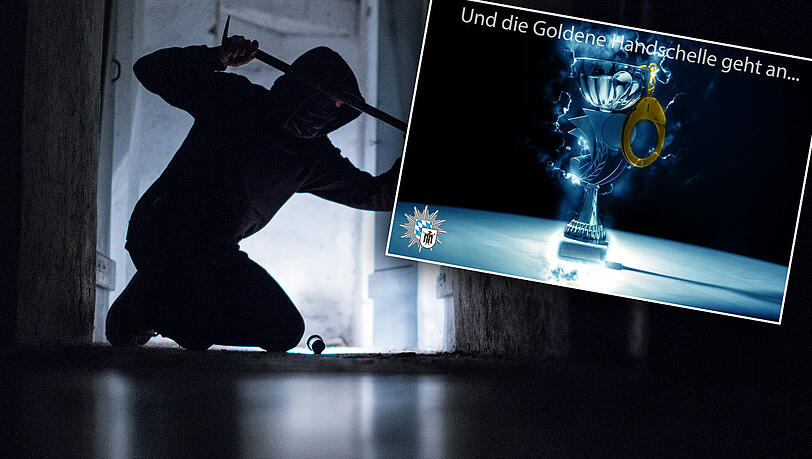 Der 35-jährige Einbrecher bekommt von der Münchner Polizei die "Goldene Handschelle" verliehen. Der 35-jährige Einbrecher bekommt von der Münchner Polizei die "Goldene Handschelle" verliehen.