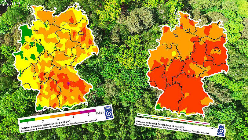 Vor allem der Grasland-Feuerindex ist in München und Bayern sehr hoch. Vor allem der Grasland-Feuerindex ist in München und Bayern sehr hoch.