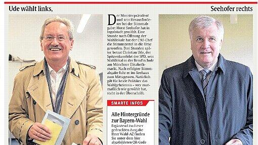 Ein Blick in die Abendausgabe der AZ: Ude wählt links, Seehofer rechts - und das wohl nicht nur auf der Seite 2 der AZ Ein Blick in die Abendausgabe der AZ: Ude wählt links, Seehofer rechts - und das wohl nicht nur auf der Seite 2 der AZ
