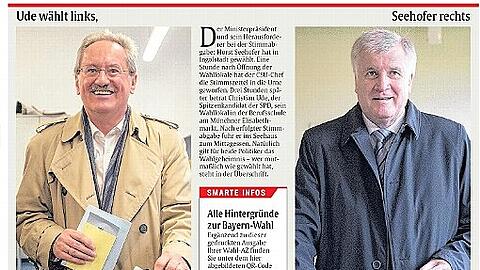 Ein Blick in die Abendausgabe der AZ: Ude wählt links, Seehofer rechts - und das wohl nicht nur auf der Seite 2 der AZ
