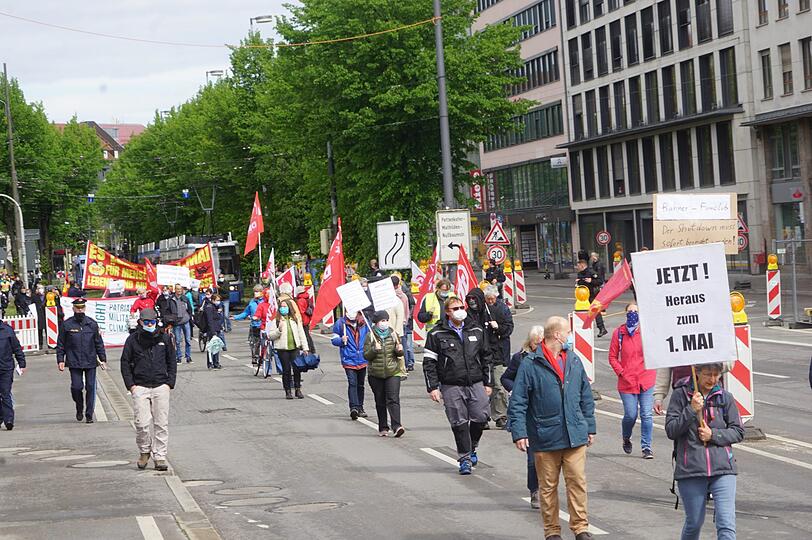 Protestaktionen zum Maifeiertag in München.