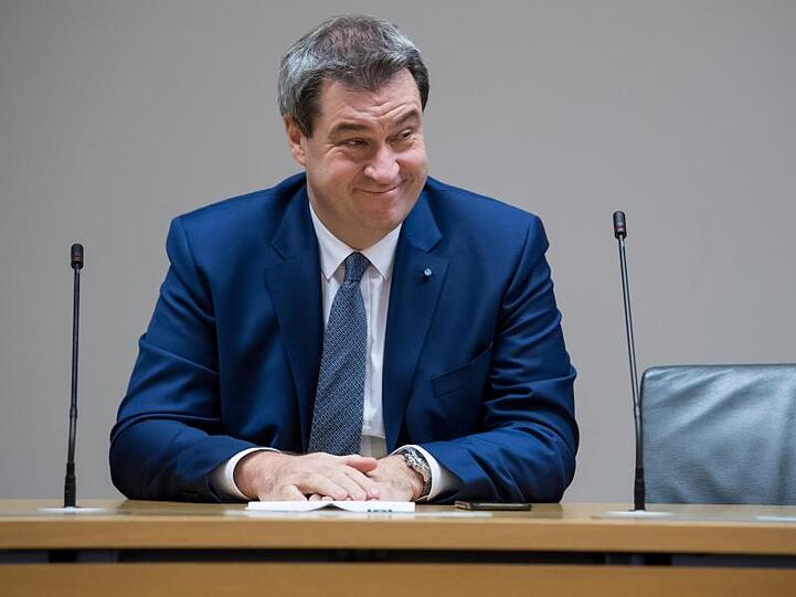Markus Söder (CSU), Ministerpräsident von Bayern, nimmt im Landtag an einer Pressekonferenz teil. Foto: Sven Hoppe