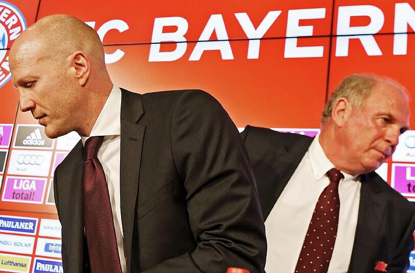 Matthias Sammer (l) und Uli Hoeneß sind geteilter Meinung was das Thema Götze und die Nationalmannschaft angeht.