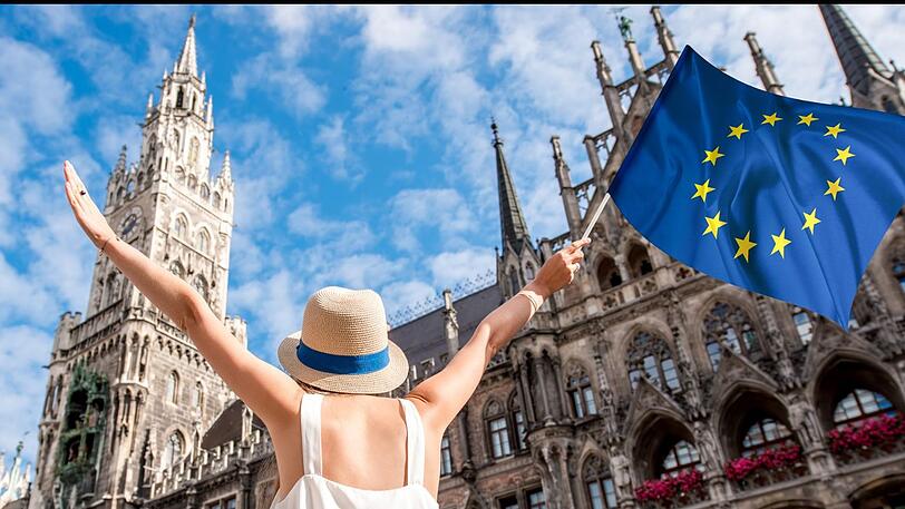 München feiert den Jahrestag zur Gründungsrede der Europäischen Union.