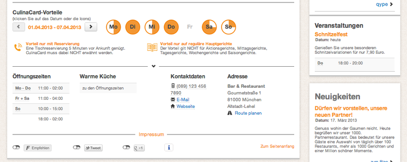 Mit der CulinaCard spart man mittags, nachmittags oder abends in vielen Restaurants in und um München beim Essen gehen zu zweit.