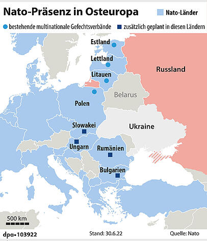 Bestehende und geplante multinationale Gefechtsverbände der Nato in Osteuropa Bestehende und geplante multinationale Gefechtsverbände der Nato in Osteuropa