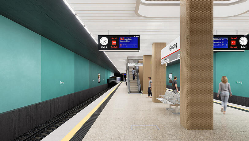 Visualisierung Giesing: Die "individuelle Bahnhofsidentität" soll bei den Arbeiten erhalten bleiben und durch eine zeitgemäße Farbgestaltung ergänzt werden. Visualisierung Giesing: Die "individuelle Bahnhofsidentität" soll bei den Arbeiten erhalten bleiben und durch eine zeitgemäße Farbgestaltung ergänzt werden.